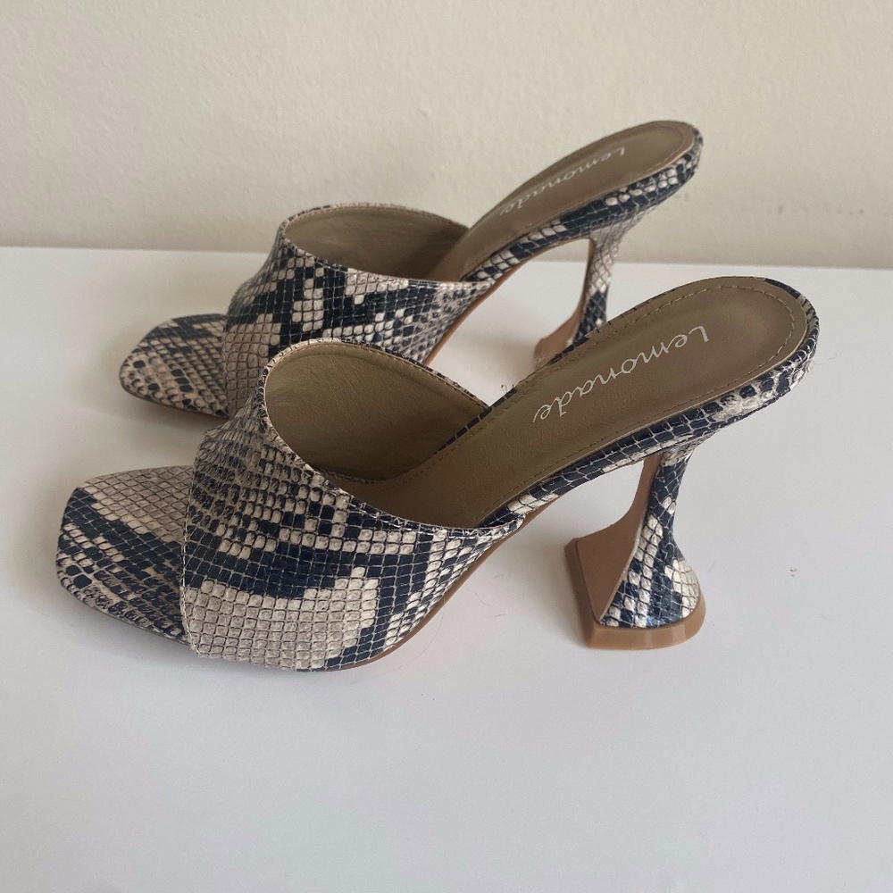 Snake Print Heeled Mules